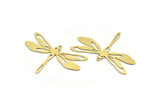 Brass Dragonfly Charm, 6 Raw Brass Dragonfly Shaped Charms With 1 Loop, Pendants, Findings (31x48x0.60mm) A3302