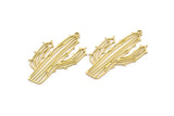 Brass Cactus Charm, 12 Raw Brass Cactus Shaped Charms With 1 Loop, Pendant Findings, Earring Charms (39x23x0.60mm) A3251