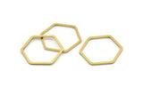 Brass Hexagon Charm, 24 Raw Brass Hexagon Rings, Connectors (23x21x1mm) A3343
