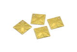 X on Square Charm, 20 Raw Brass Square Textured Charms, Findings  (13x13mm) Brs 433 A0100