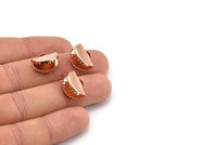 Half Moon Crimp, 5 Rose Gold Plated Brass Ribbon Crimp Ends With 1 Loop, Findings (15x12.5mm) D0152 Q0401