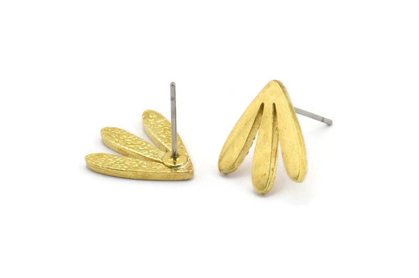 Earring Studs, 6 Raw Brass -  Stud Earrings - Brass Earrings - Earrings (13x14x1.5mm) N1642