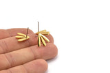Earring Studs, 4 Gold Plated Brass -  Stud Earrings - Gold Earrings - Earrings (13x14x1.5mm) N1642