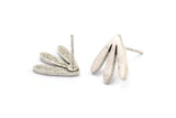 Earring Studs, 4 Antique Silver Plated Brass -  Stud Earrings - Silver Earrings - Earrings (13x14x1.5mm) N1642