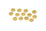 Brass Middle Hole Bead, 50 Raw Brass Round Disc, Middle Hole, Connector, Bead Caps, Findings,  (7mm) Brs 78 A0440