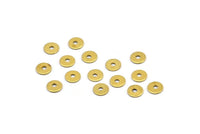 Middle Hole Disc, 100 Raw Brass Round Disc, Middle Hole Connector, Bead Caps, Findings (5mm) Brs 82 A0438