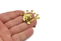 Middle Hole Disc, 100 Raw Brass Round Disc, Middle Hole Connector, Bead Caps, Findings (5mm) Brs 82 A0438