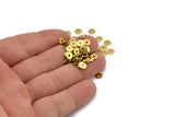 Middle Hole Disc, 100 Raw Brass Round Disc, Middle Hole Connector, Bead Caps, Findings (5mm) Brs 82 A0438