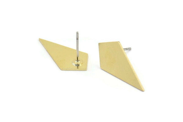 Brass Diamond Earring, 10 Raw Brass Diamond Shaped Stud Earrings (21x10x0.60mm) A3046