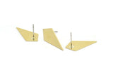 Brass Diamond Earring, 10 Raw Brass Diamond Shaped Stud Earrings (21x10x0.60mm) A3046