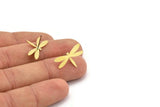 Brass Dragonfly Earring, 10 Raw Brass Dragonfly Shaped Stud Earrings (13x21x0.60mm) A3044