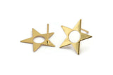 Gold Star Earring, 6 Gold Plated Brass Star Stud Earrings (16mm) A1181  A1827