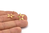 Gold Star Earring, 6 Gold Plated Brass Star Stud Earrings (16mm) A1181  A1827