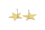 Brass Star Earring, 10 Raw Brass Star Shaped Stud Earrings (14x16x0.60mm) A3371
