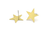 Brass Star Earring, 10 Raw Brass Star Shaped Stud Earrings (14x16x0.60mm) A3371