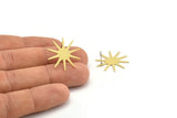 Brass Star Earring, 8 Raw Brass Star Shaped Stud Earrings (24x23x0.60mm) A3374