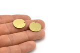 Brass Round Charm, 8 Raw Brass Irregular Shaped Round Charms With 1 Hole, Pendant Charms (18x0.60mm) A3218