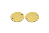 Brass Round Charm, 12 Raw Brass Irregular Shaped Round Charms With 2 Holes, Connectors (14x0.60mm) A3220