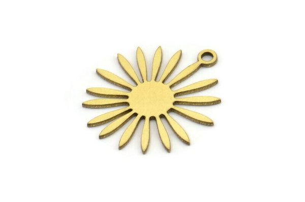 Brass Flower Charm, 24 Raw Brass Flower Charms With 1 Loop, Charm Pendants (20x17x0.60mm) A3292