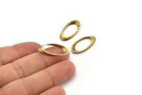 Geometric Ring Connector, 20 Raw Brass Textured Oval Findings  (24x12mm)  D0326--D0325