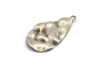 Silver Drop Charm, 10 Antique Silver Plated Brass Wavy Drop Charms With 1 Loop, Earrings, Findings (31x17x0.60mm) D0671
