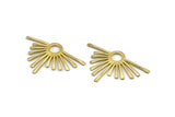 Brass Sun Pendant, 2 Raw Brass Hammered Sunny Pendants (51x31x1.8mm) BS 1940