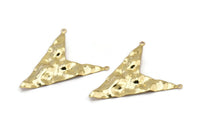 Gold Triangle Charm, 2 Gold Plated Brass Triangle Charms With 2 Loops, Pendants, Findings (49x39x0.60mm) D0788