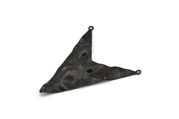 Siyah Üçgen Charm, 2 Halkalı 4 Oksitlenmiş Siyah Pirinç Üçgen Charm, Kolye Uçları, Bulgular (49x39x0,60 mm) D0788