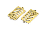 Brass Leaf Charm, 12 Raw Brass Dandelion Charms With 2 Loops, Charm Pendants (22x12x0.60mm) A3335
