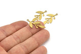 Brass Leaf Charm, 12 Raw Brass Leaf Charms With 1 Loop, Charm Pendants (27x14x0.60mm) A3387
