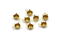 Round Prong Setting, 250 Raw Brass Round 1 Loop, 4 Prong Settings For Ss22 5mm/5.10mm Rhinestones S407
