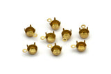 Round Prong Setting, 250 Raw Brass Round 1 Loop, 4 Prong Settings For Ss22 5mm/5.10mm Rhinestones S407