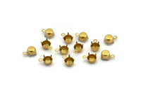 Round Prong Setting, 250 Raw Brass Round 1 Loop, 4 Prong Settings For Ss22 5mm/5.10mm Rhinestones S407
