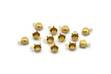 Round Prong Setting, 250 Raw Brass Round 1 Loop, 4 Prong Settings For Ss22 5mm/5.10mm Rhinestones S407
