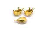 Pear Drop Prong Setting, 100 Raw Brass Pear Drop 1 Loop, 4 Prong Settings (10x14mm) S401