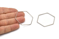 Altıgen Yüzük Tılsımı, 6 Gümüş Tonlu Altıgen Şekilli Yüzük Tılsımı (40x1x1,10 mm) E300 H0790