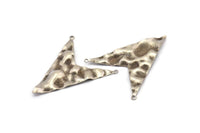 Silver Triangle Charm, 4 Antique Silver Plated Brass Triangle Charms With 2 Loops, Pendants, Findings (49x39x0.60mm) D0788 H0827