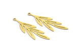 Brass Leaf Charm, 12 Raw Brass Leaf Charms With 1 Loop, Charm Pendants (40x11x0.60mm) A3459