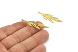 Brass Leaf Charm, 12 Raw Brass Leaf Charms With 1 Loop, Charm Pendants (40x11x0.60mm) A3459