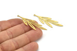 Brass Leaf Charm, 10 Raw Brass Leaf Charms With 1 Loop, Charm Pendants (48x15x0.60mm) A3458