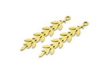 Brass Leaf Charm, 24 Raw Brass Branch Charms With 1 Loop, Charm Pendants (31x7x0.60mm) A3462