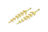 Brass Leaf Charm, 12 Raw Brass Branch Charms With 1 Loop, Charm Pendants (46x10x0.60mm) A3461
