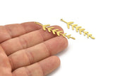 Brass Leaf Charm, 12 Raw Brass Branch Charms With 1 Loop, Charm Pendants (46x10x0.60mm) A3461