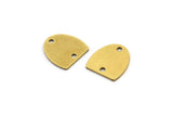 Brass D Shaped Charm, 24 Raw Brass D Shaped Charms With 2 Holes, Connectors, Findings (10x9x0.60mm) A3428