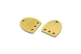 Brass D Shaped Charm, 24 Raw Brass D Shaped Charms With 4 Holes, Connectors, Findings (10x9x0.60mm) A3427