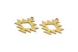 Brass Ethnic Charm, 24 Raw Brass Ethnic Motif Charms With 1 Loop, Earring Charms (15x18x0.60mm) A3393