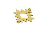 Brass Ethnic Charm, 24 Raw Brass Ethnic Motif Charms With 2 Loops, Earring Charms, Connectors (18x18x0.60mm) A3392