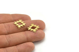 Brass Ethnic Charm, 24 Raw Brass Ethnic Motif Charms With 2 Loops, Earring Charms, Connectors (18x18x0.60mm) A3392