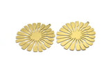 Brass Flower Charm, 2 Raw Brass Flower Shaped Charms With 1 Loop, Charm Pendants (44x41x0.60mm) A3431