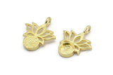 Brass Flower Charm, Raw Brass  Lotus Flower Charms With 1 Loop - Pad Size 6mm (21x17mm) N2074